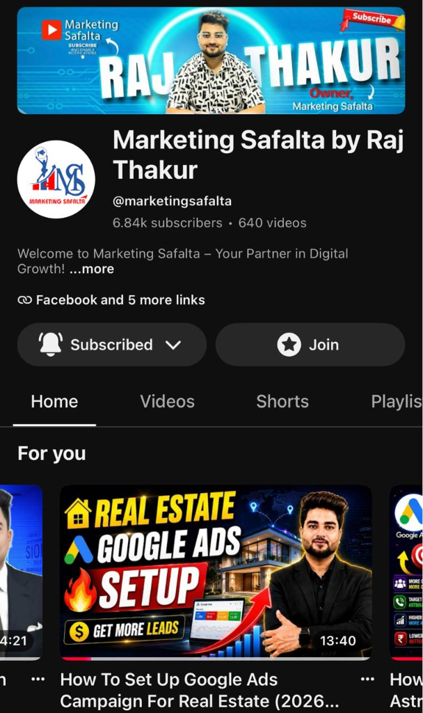 Marketing Safalta by Raj Thakur - YouTube Channel